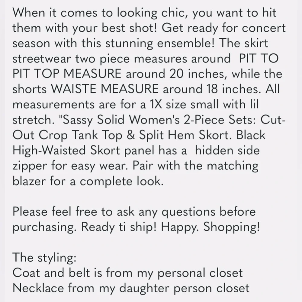 Suit 'Em up Black high waisted ready to wear two piece skort